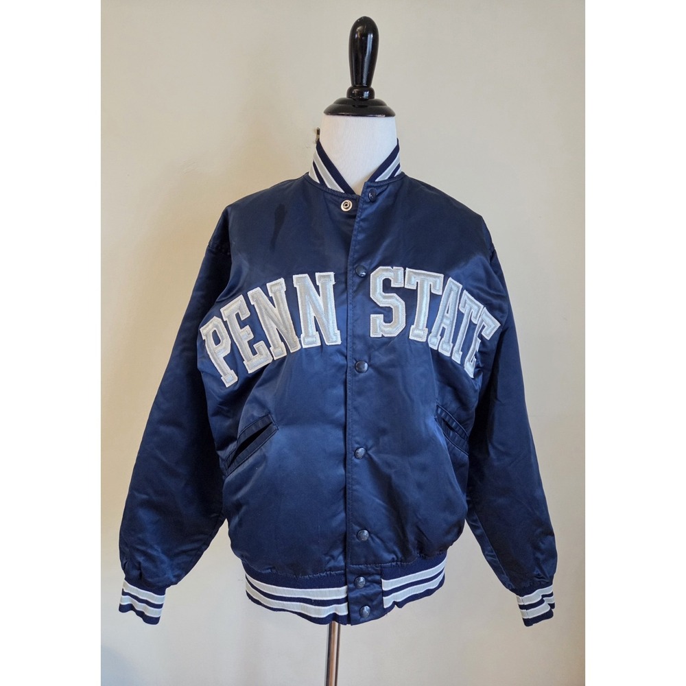 🦁 VTG Felco Penn State Satin Snap Bomber Jacket Small USA ILGWU 70s 80s Rare